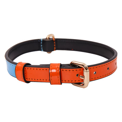 Handcrafted Color Block Leather Dog Collar